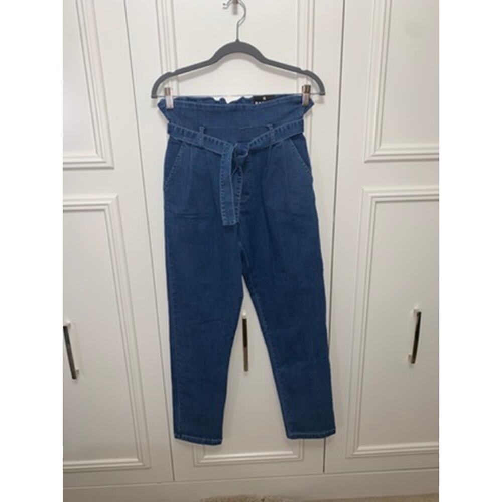 NWT‎ Fashion Nova Women's Paperbag Waist Jeans Blue Size S Medium Wash
